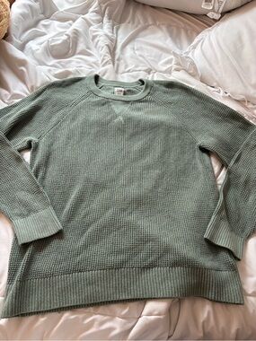 GAP Olive Green Waffle Knit Long Sleeve Crew